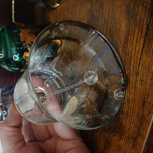 OFNAH CRYSTAL PLEATED ETCHED RIM DESIGN SILVER RIM - Picture 6 of 7